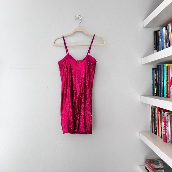 Torn by Ronny Kobo Pink Lindsay Dress, Sequin Bow Mini Dress Sz XS - Picture 4 of 9